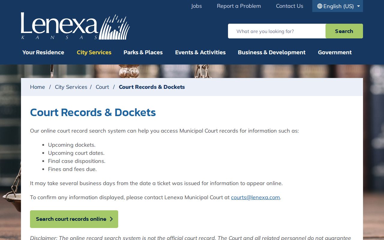 Lenexa residents directory municipal court records