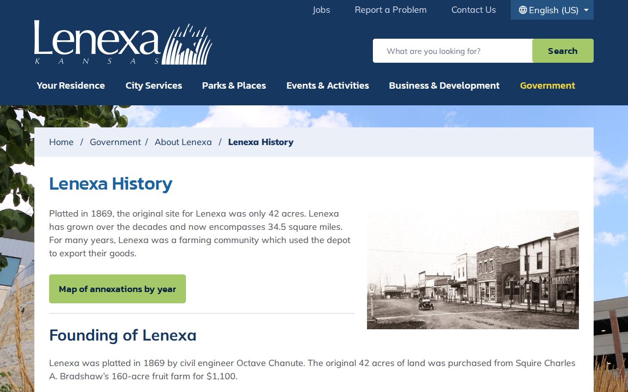 Lenexa residents directory official Lenexa history
