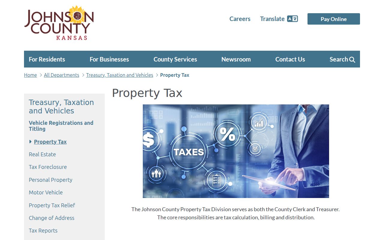 Johnson County property tax records page for Lenexa block research