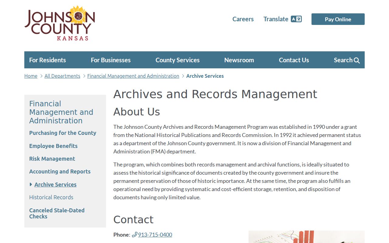 Johnson County Archives route for Lenexa property and resident history