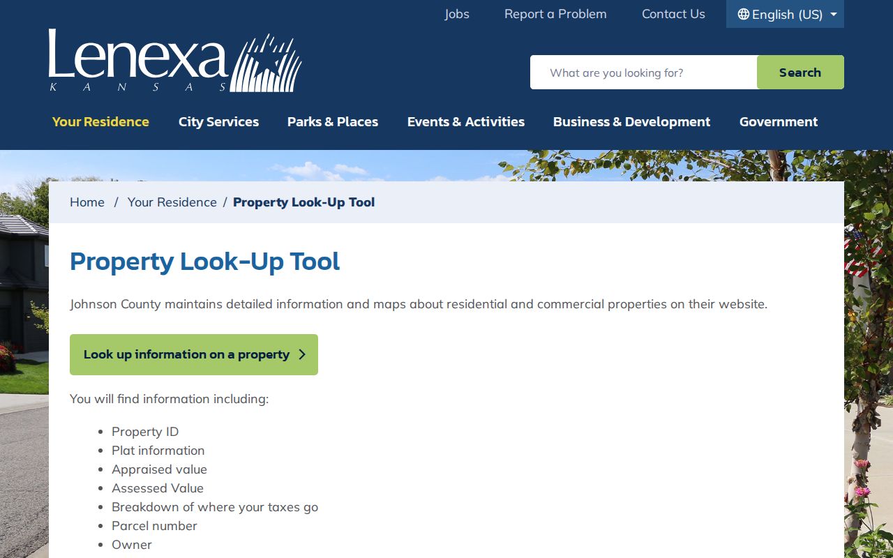 Lenexa Property Look Up Tool used for street address research