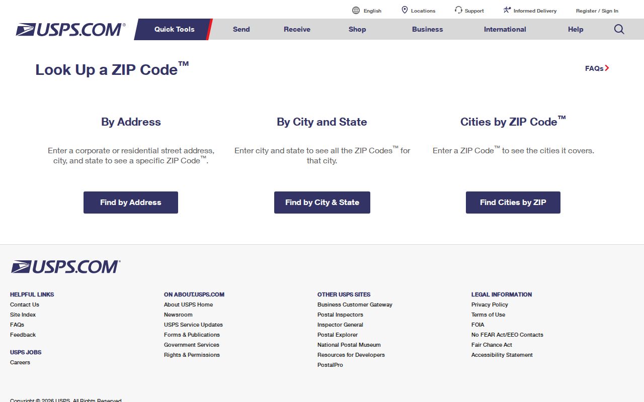 USPS ZIP Code Lookup for verifying a Lenexa mailing address